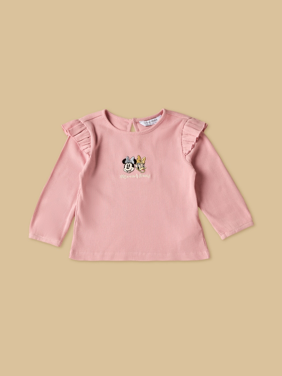 Minnie and Daisy Print Denim Pinafore with Cotton Top and Tights