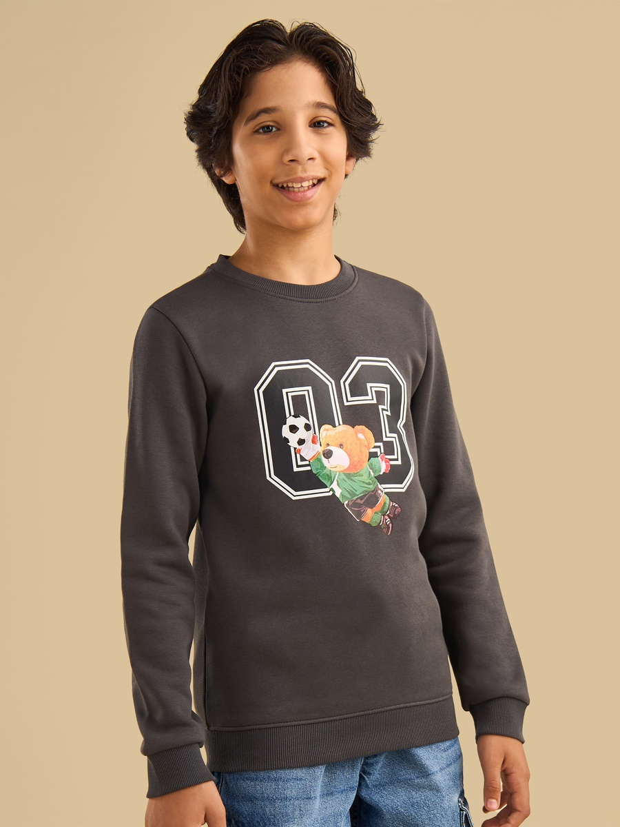 Bear Print Cotton Sweatshirt