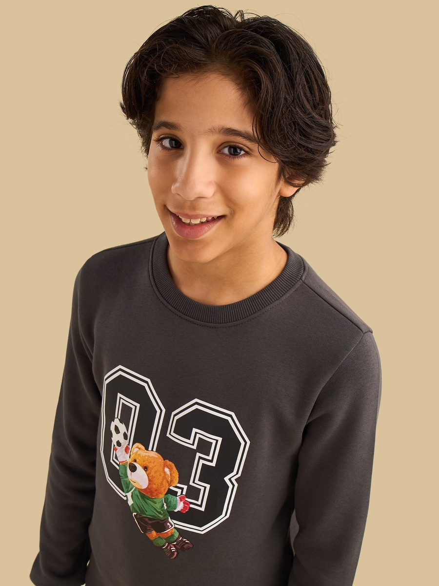 Bear Print Cotton Sweatshirt