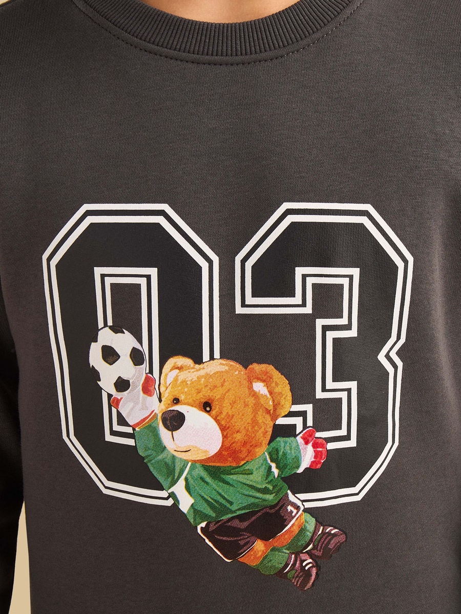 Bear Print Cotton Sweatshirt