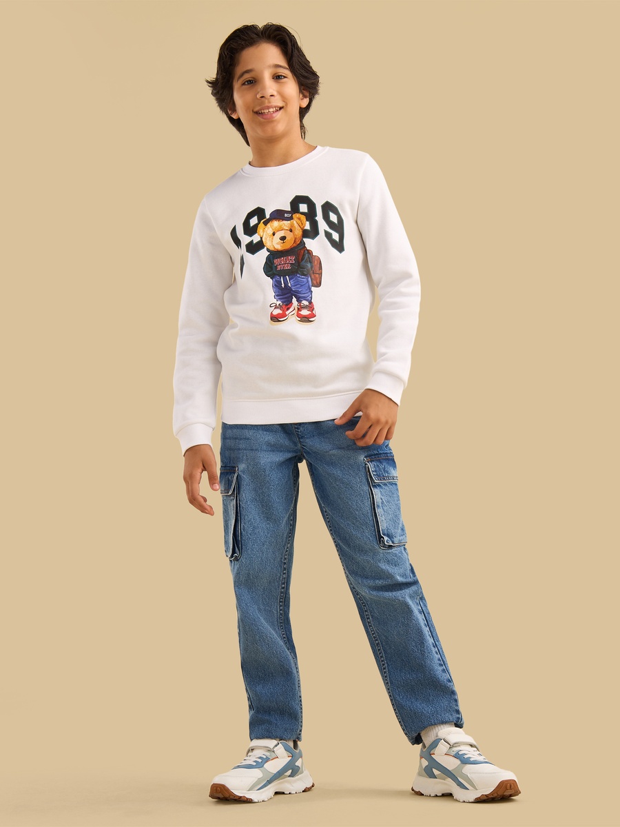 Bear Print Cotton Sweatshirt