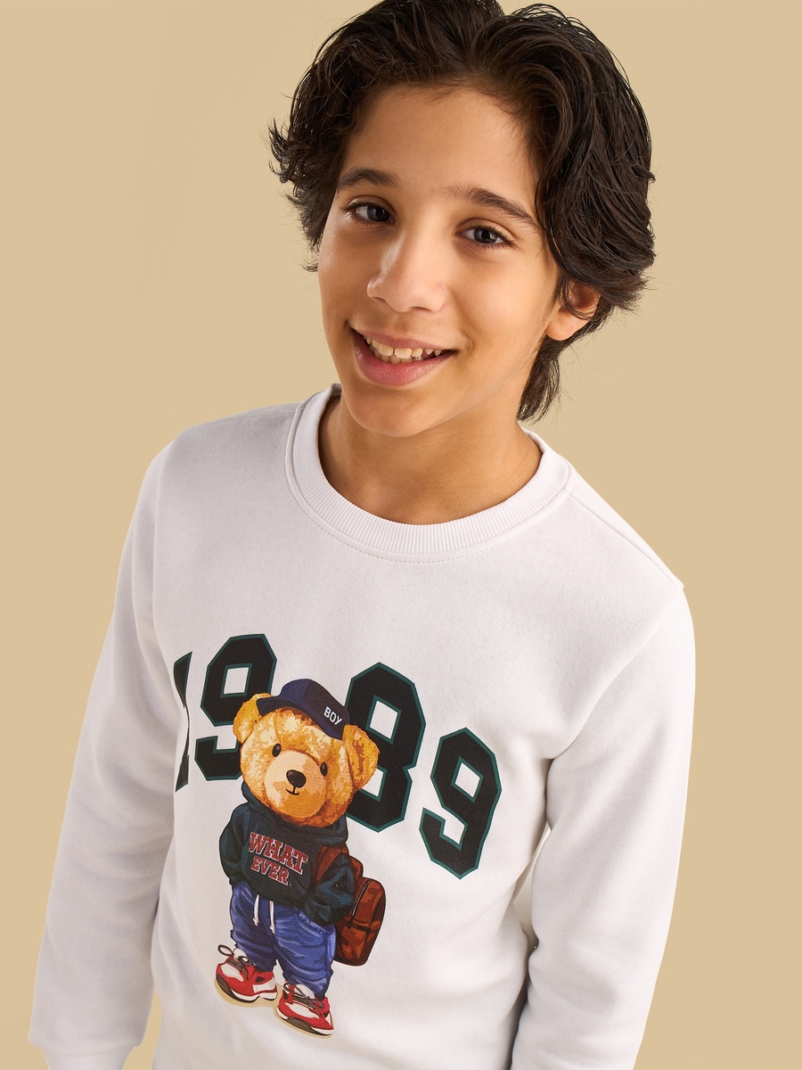 Bear Print Cotton Sweatshirt