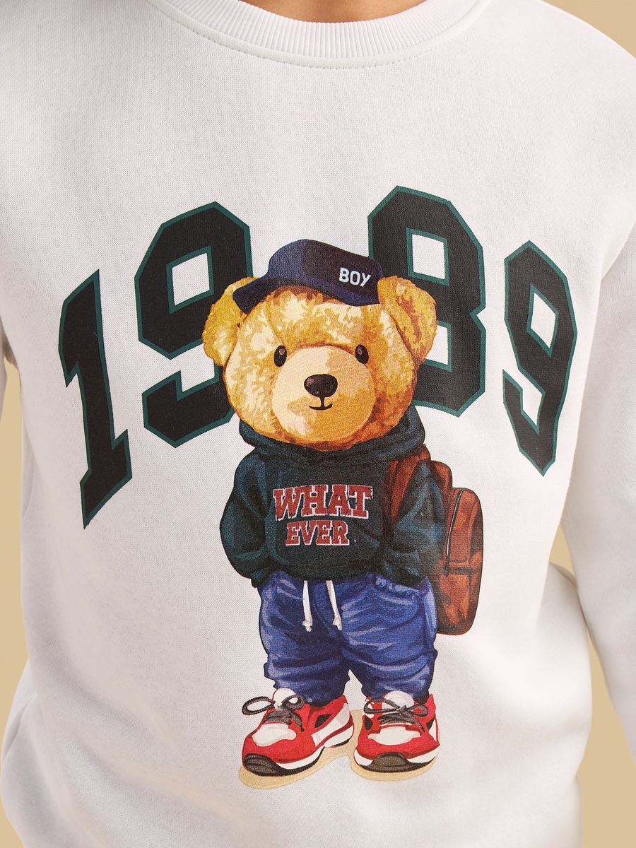 Bear Print Cotton Sweatshirt