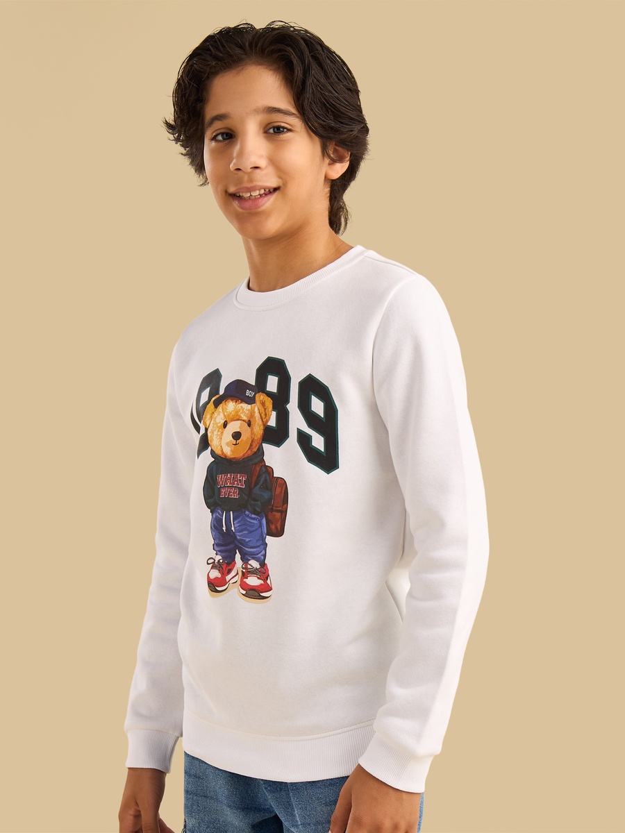 Bear Print Cotton Sweatshirt