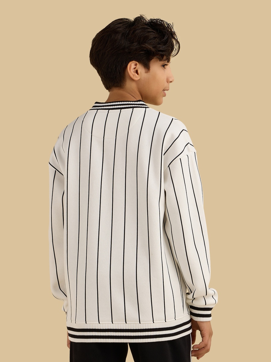 Striped V Neck Sweatshirt
