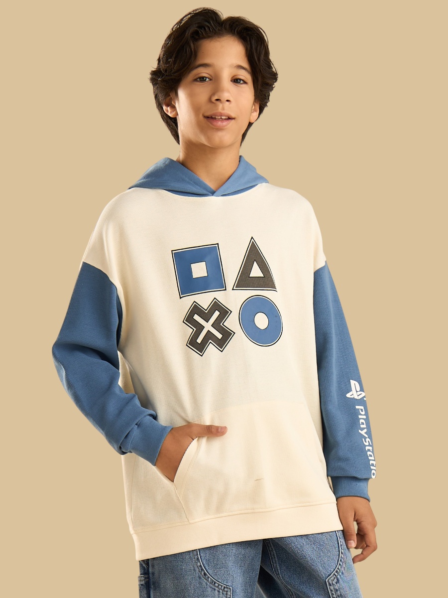 Playstation Print Hooded Cotton Sweatshirt