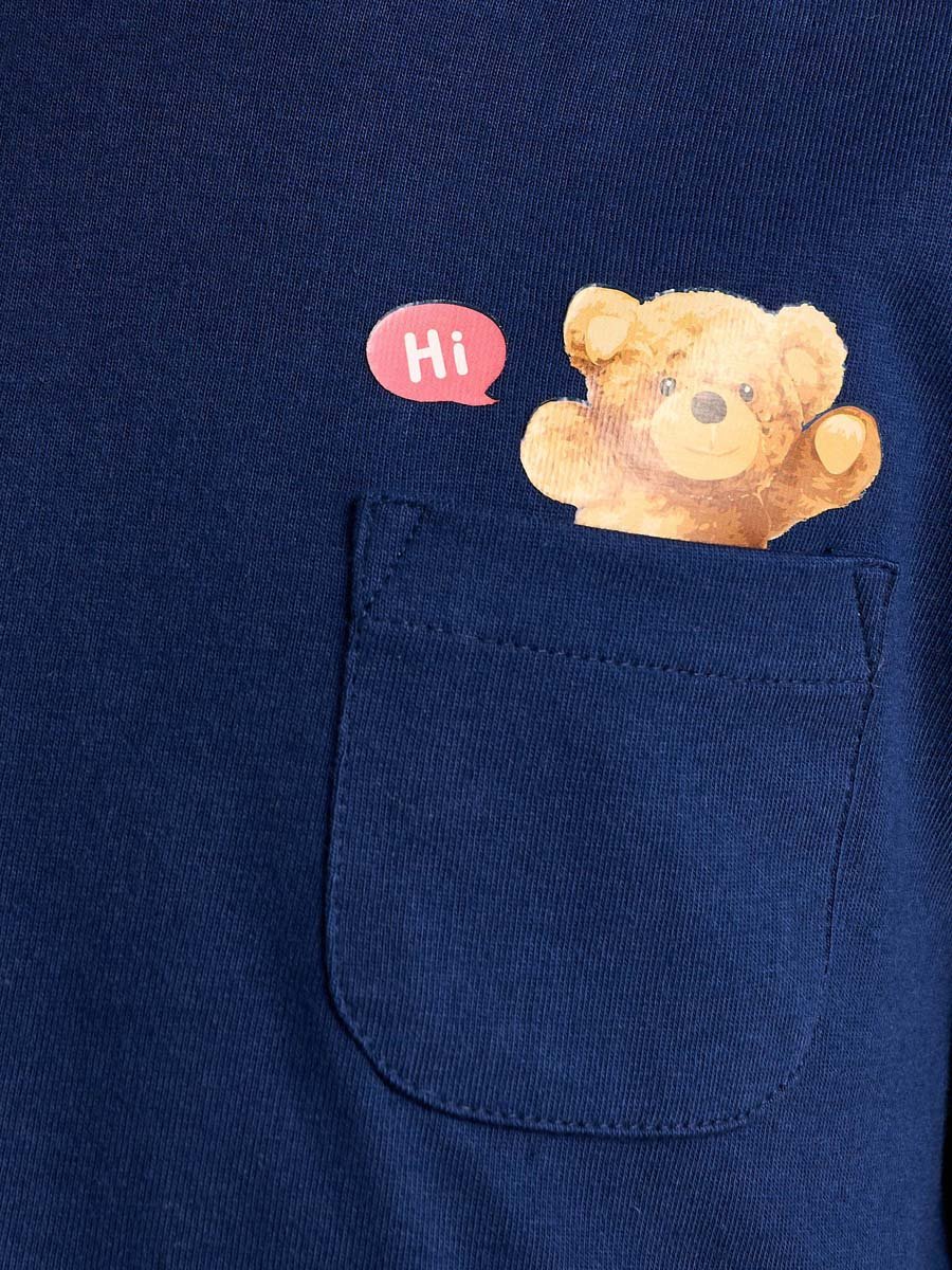 Teddy Bear Print Cotton Dress