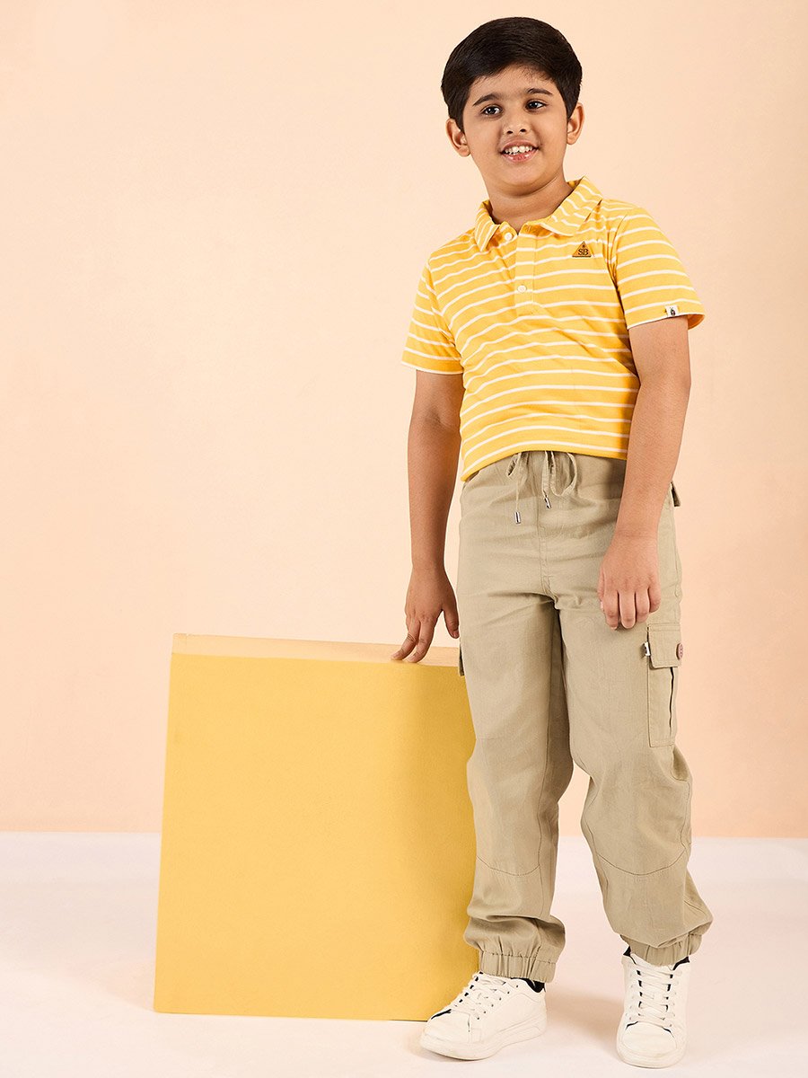 Boys Yellow Striped Polo T-Shirt 