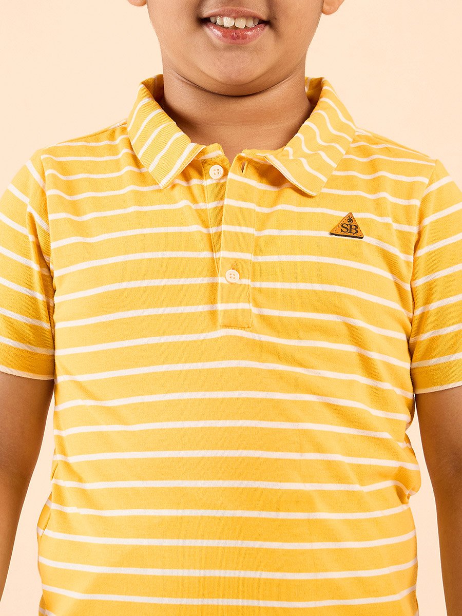 Boys Yellow Striped Polo T-Shirt 