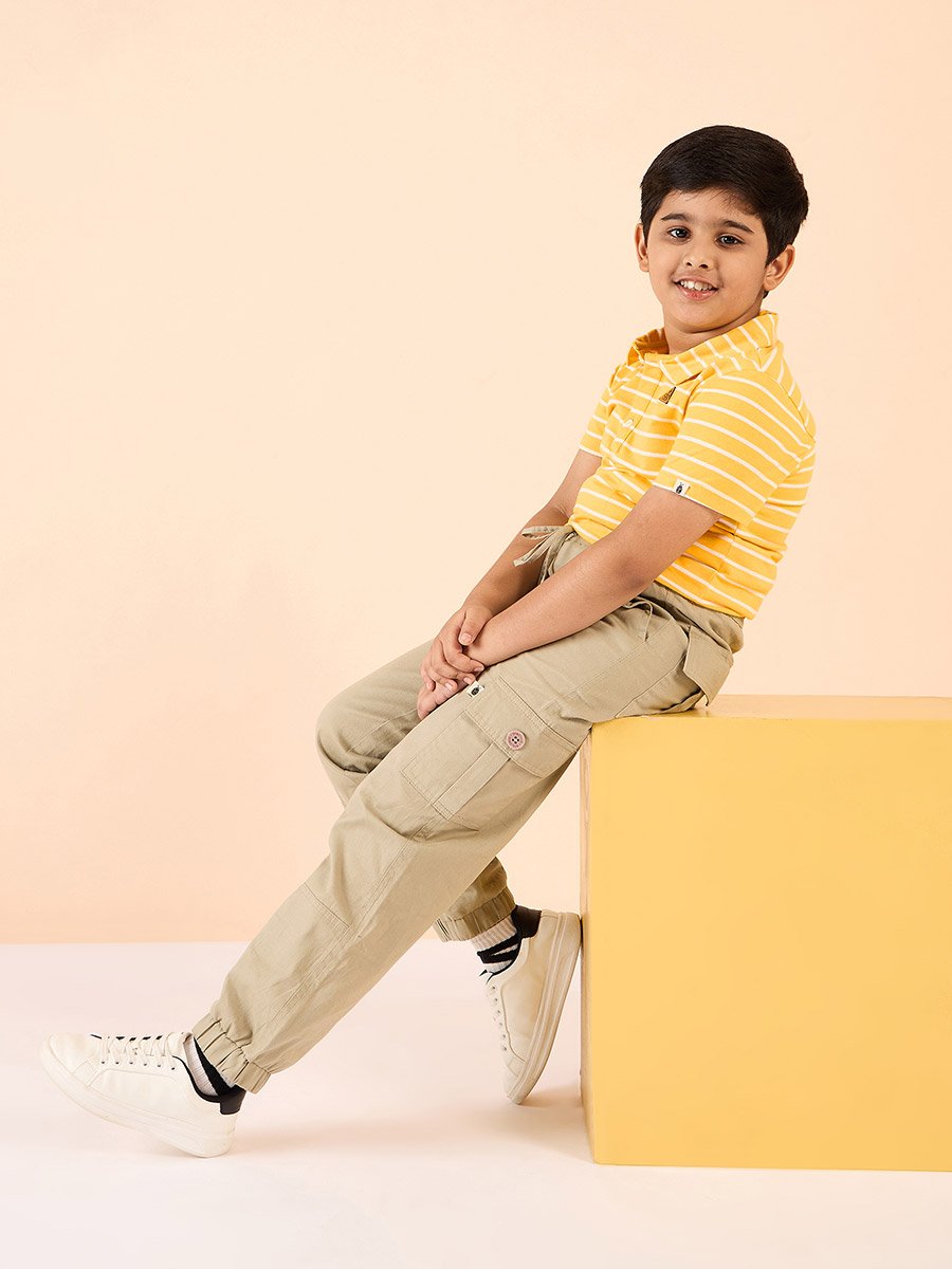 Boys Yellow Striped Polo T-Shirt 