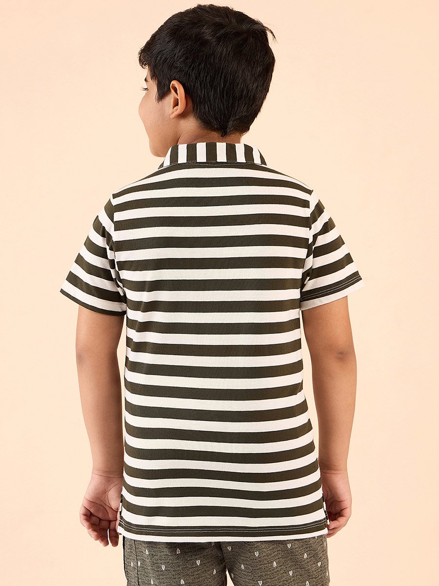 Boys Cotton Striped Polo T-Shirt