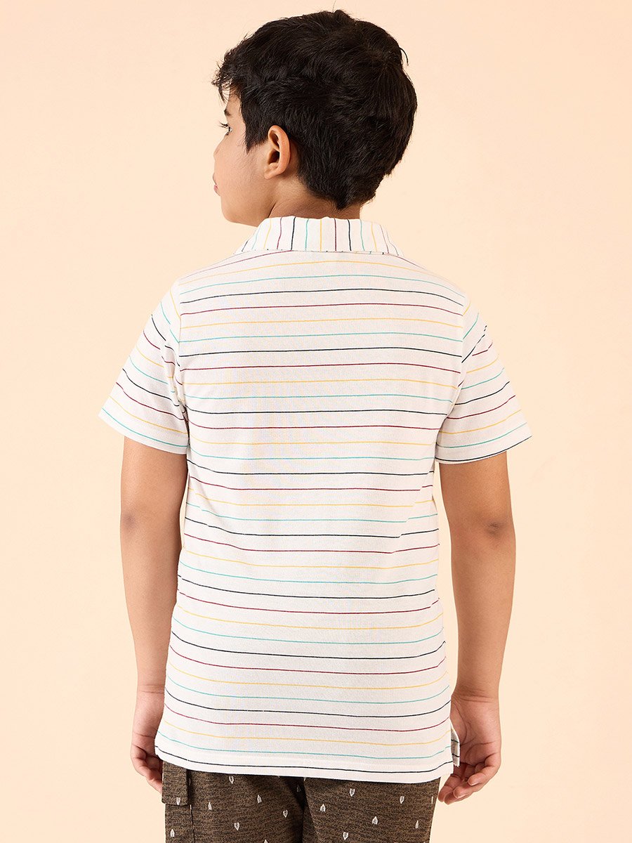 Boys Cotton Striped Polo T-Shirt