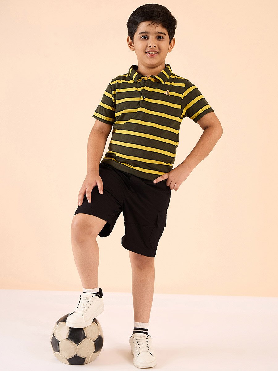 Boys Striped Cotton Polo T-Shirt