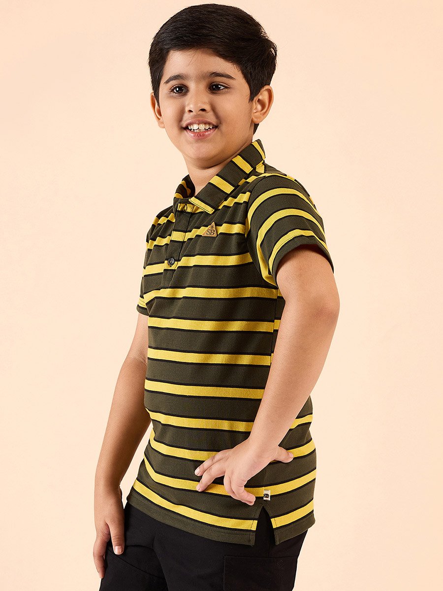 Boys Striped Cotton Polo T-Shirt