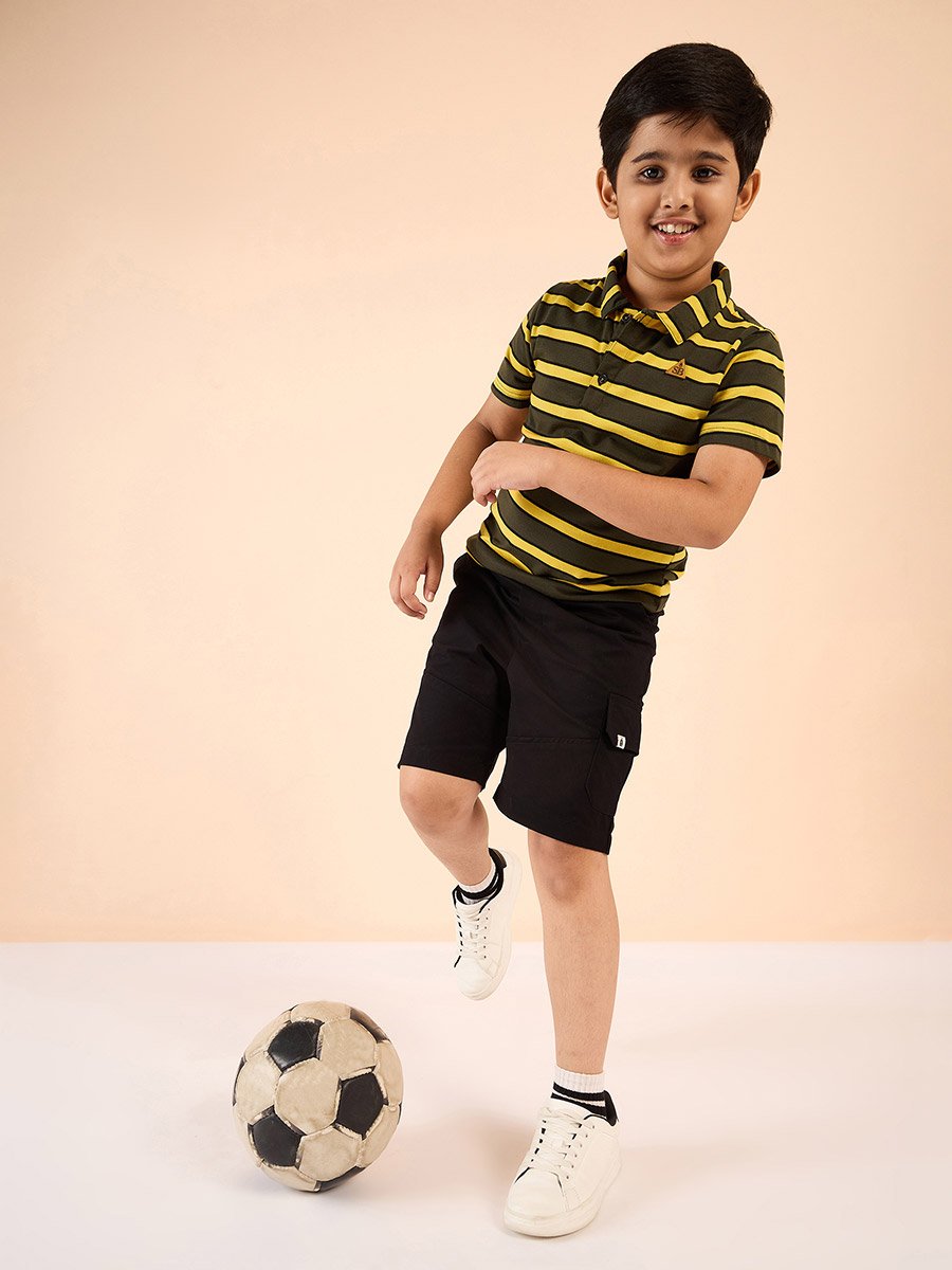 Boys Striped Cotton Polo T-Shirt