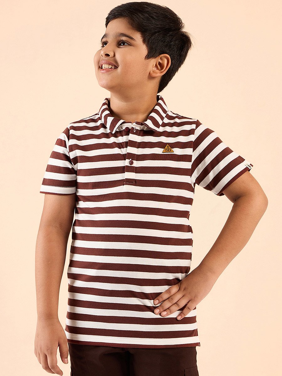 Boys Cotton Striped Polo T-Shirt