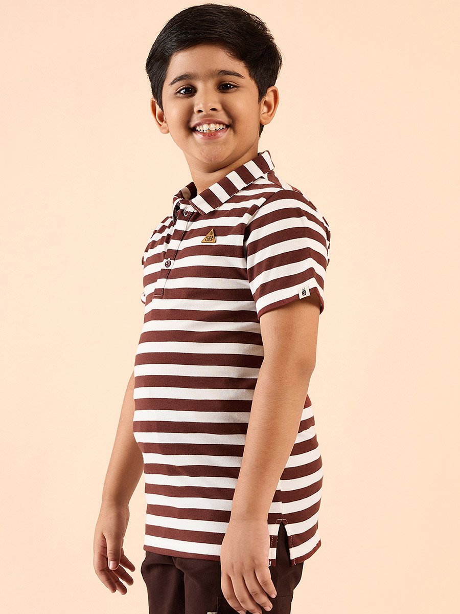 Boys Cotton Striped Polo T-Shirt