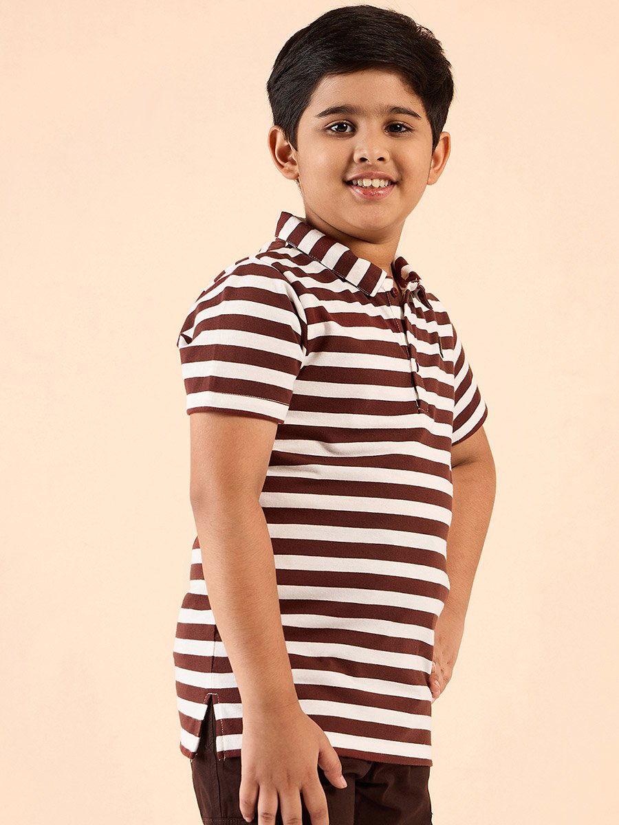 Boys Cotton Striped Polo T-Shirt