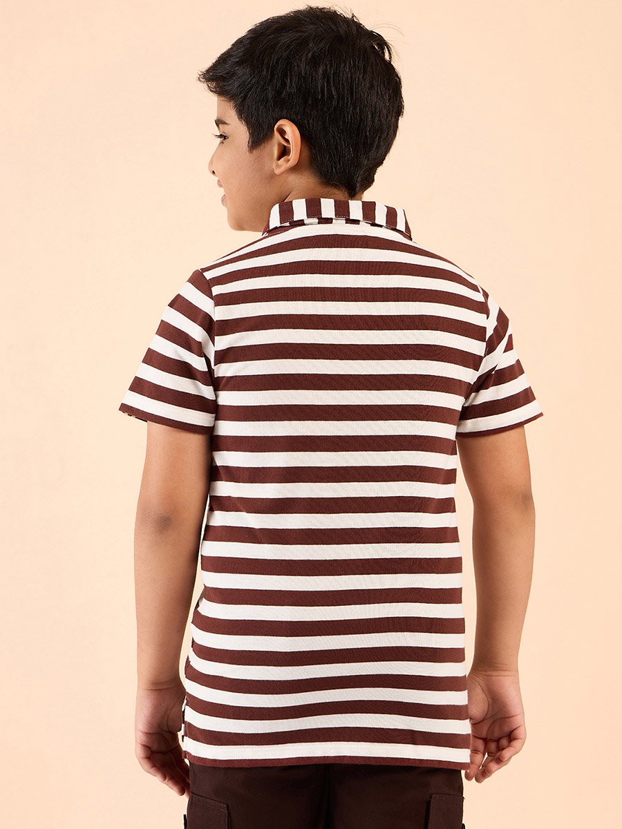 Boys Cotton Striped Polo T-Shirt