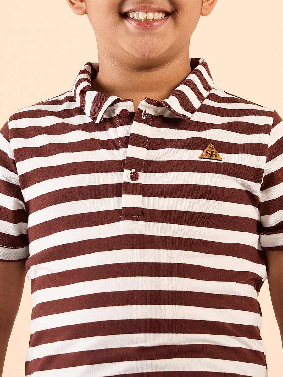 Boys Cotton Striped Polo T-Shirt
