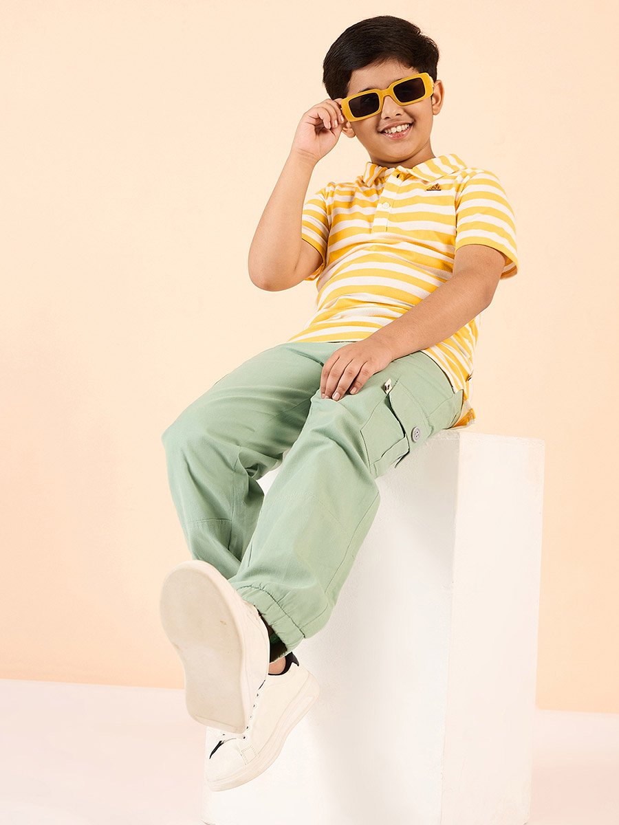 Boys Cotton Striped Polo T-Shirt