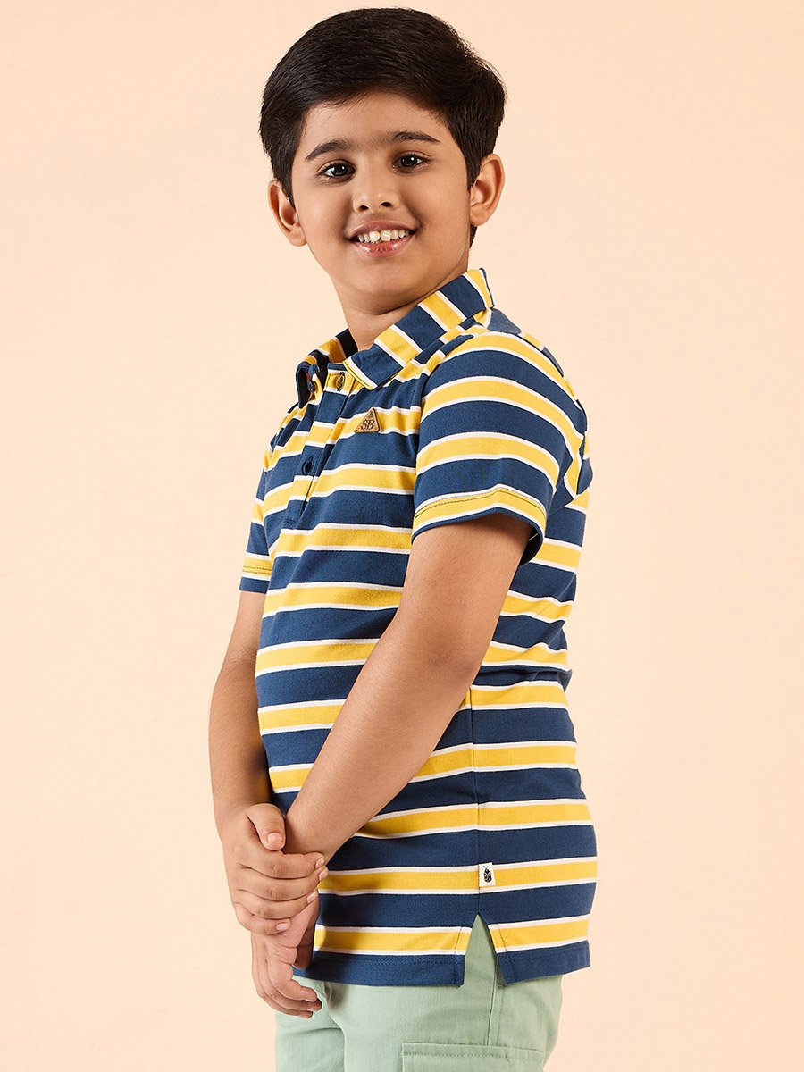 Boys Cotton Striped Polo T-Shirt