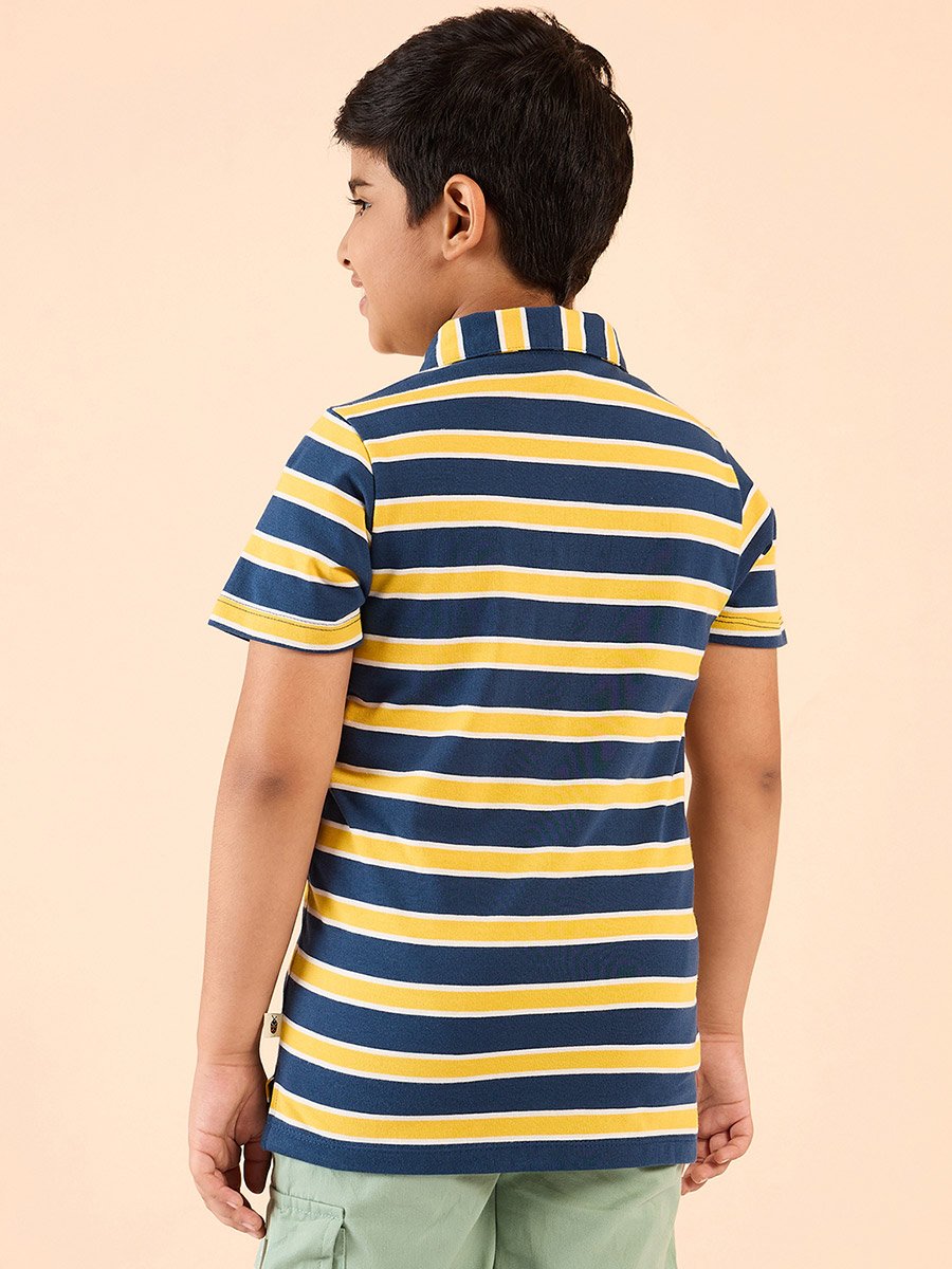 Boys Cotton Striped Polo T-Shirt