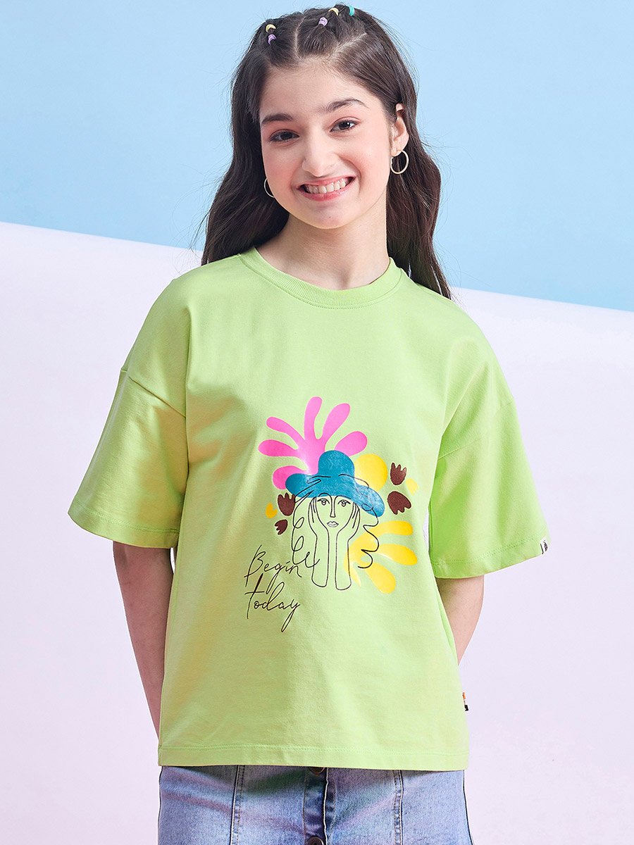 Girls Graphic Printed Short Sleeves T-Shirt