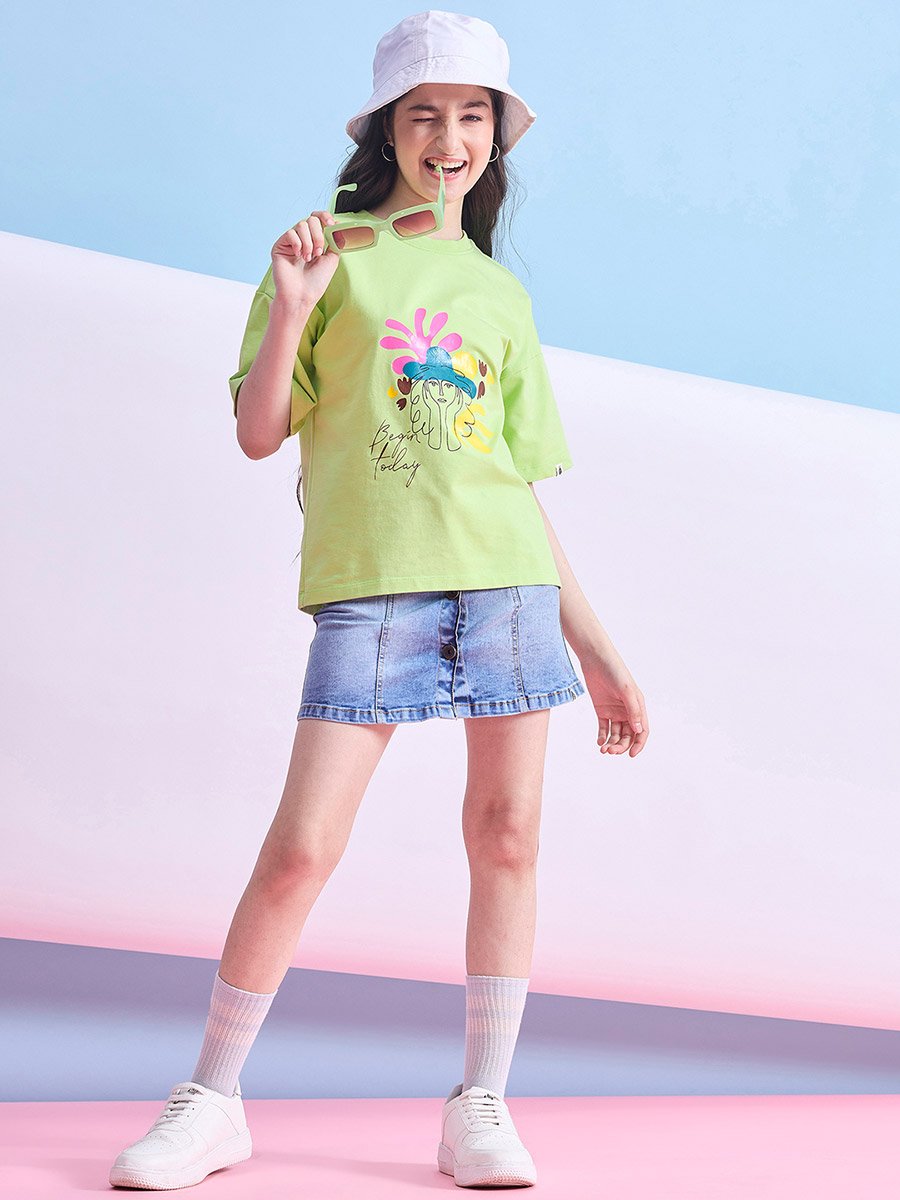 Girls Graphic Printed Short Sleeves T-Shirt
