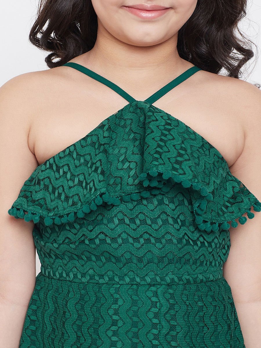 Girls Lace Halter Neck Frill Dress