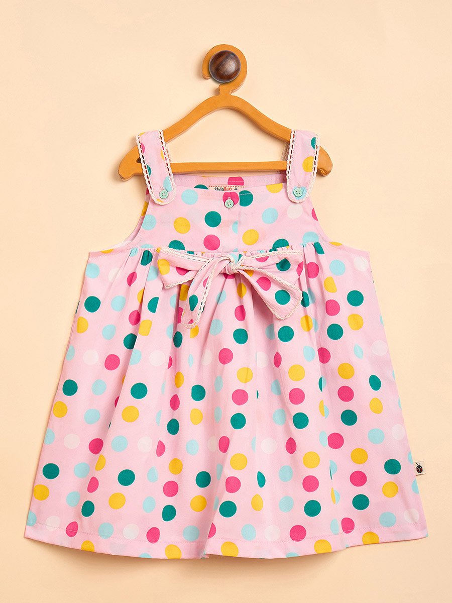 Girls Polka Dots Printed Sleeveless Dress