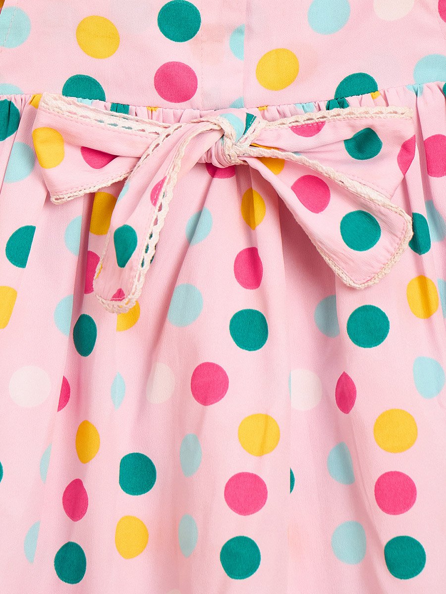 Girls Polka Dots Printed Sleeveless Dress