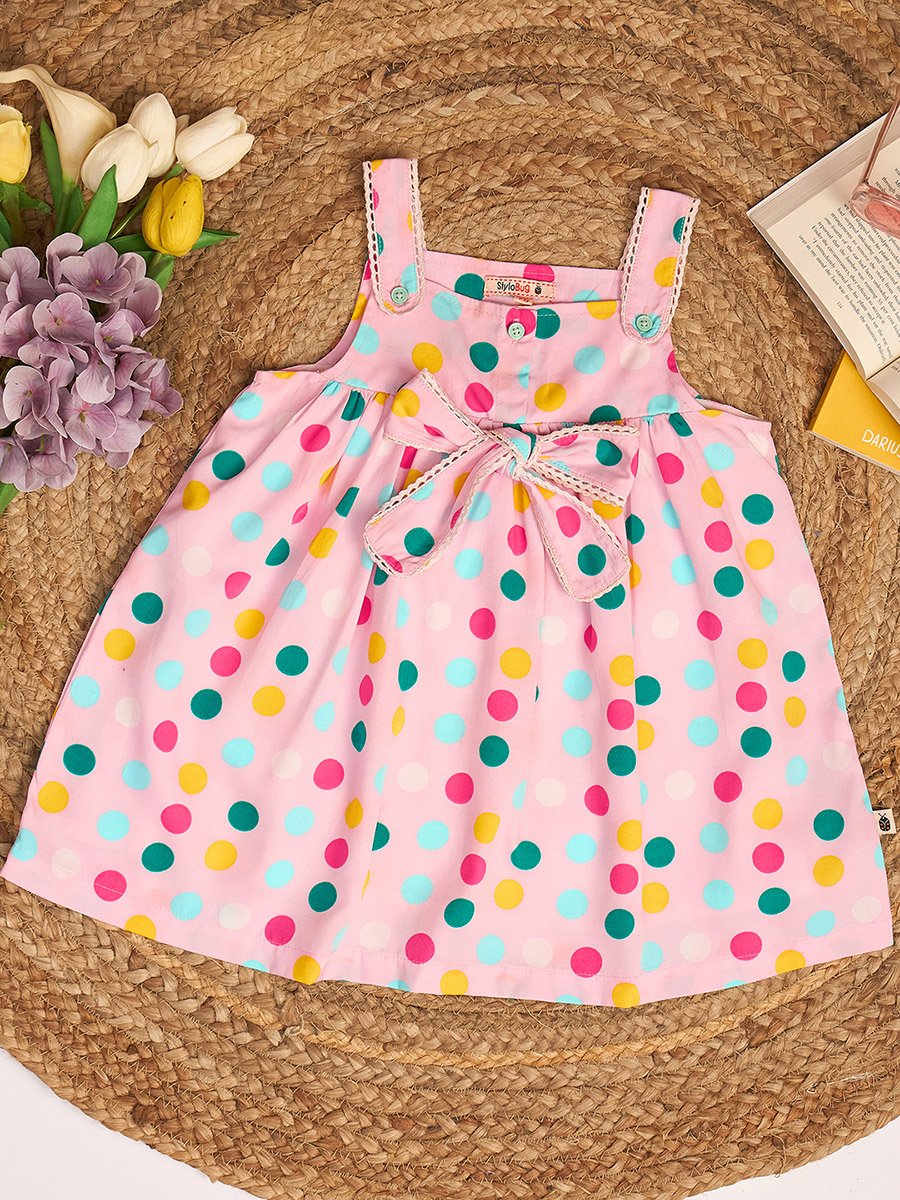 Girls Polka Dots Printed Sleeveless Dress