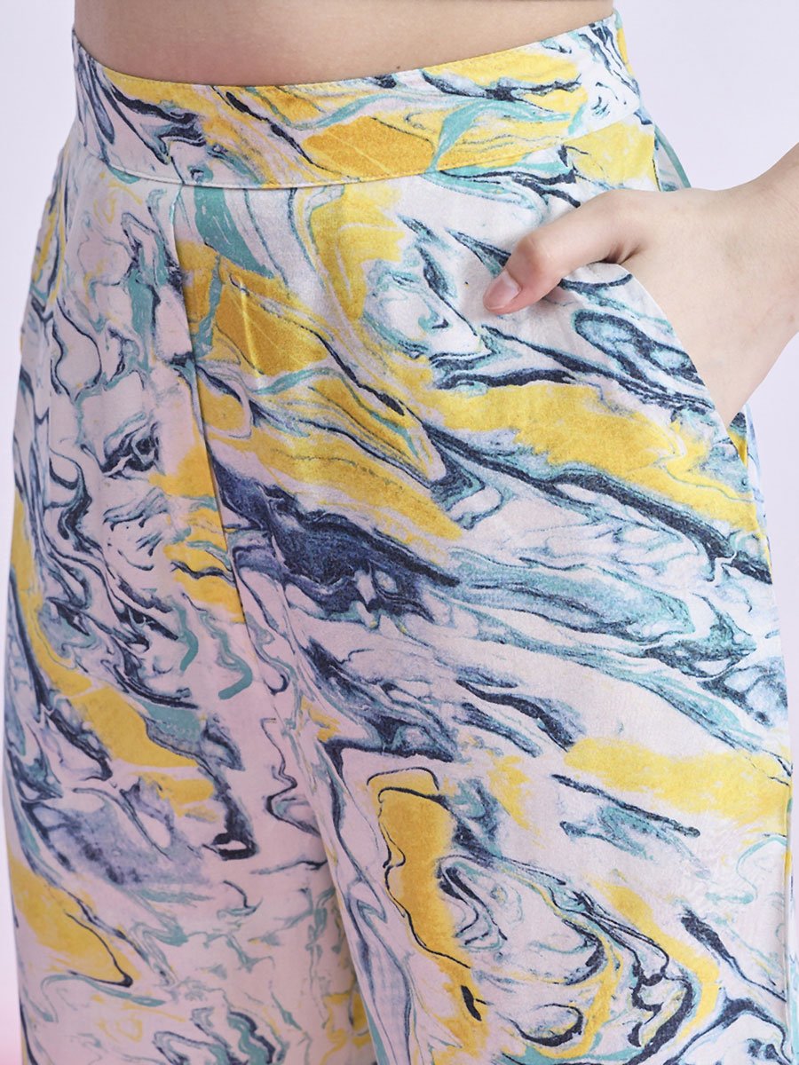 Girls Tie and Dye Abstract Print Top and Pants Set