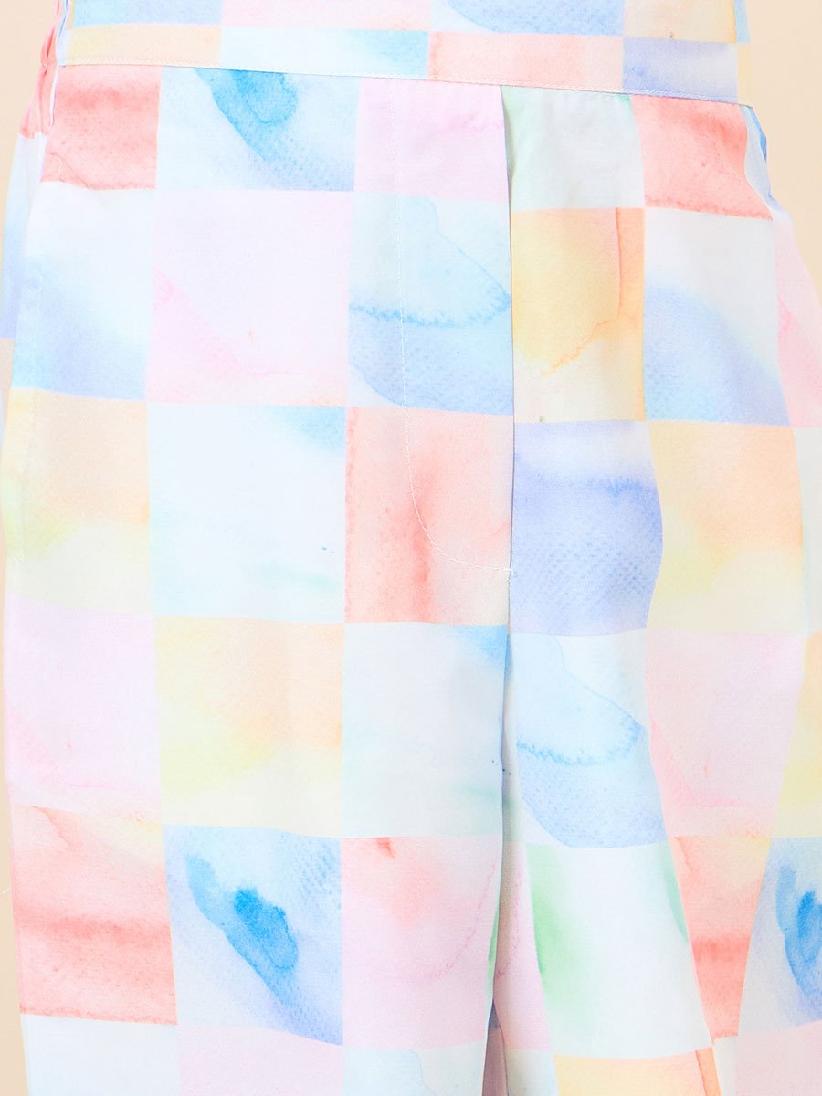 Girls Checked Printed Top and Pants Set
