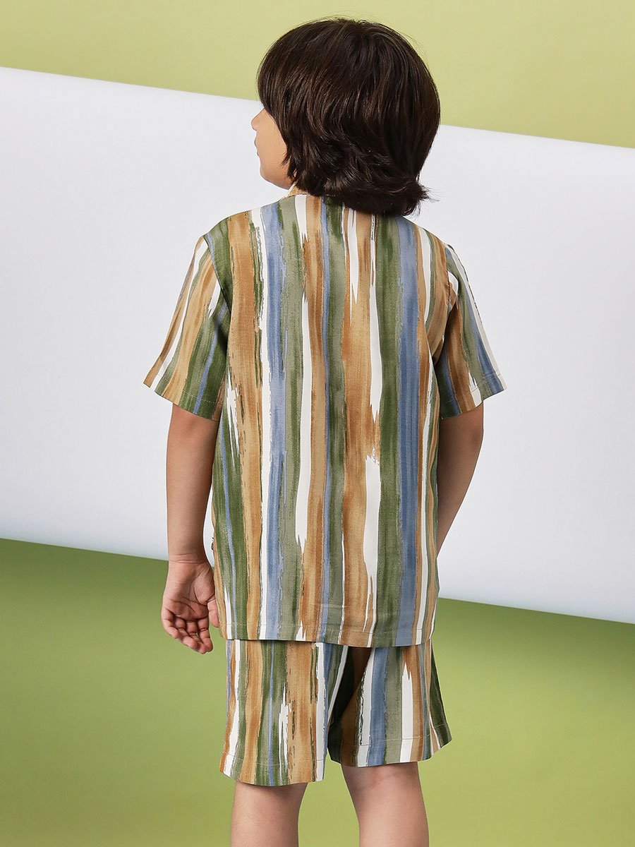 Boys Green Tie-Dye Shirt and Shorts Set