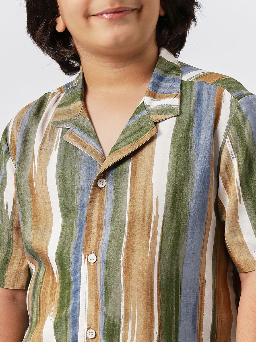 Boys Green Tie-Dye Shirt and Shorts Set