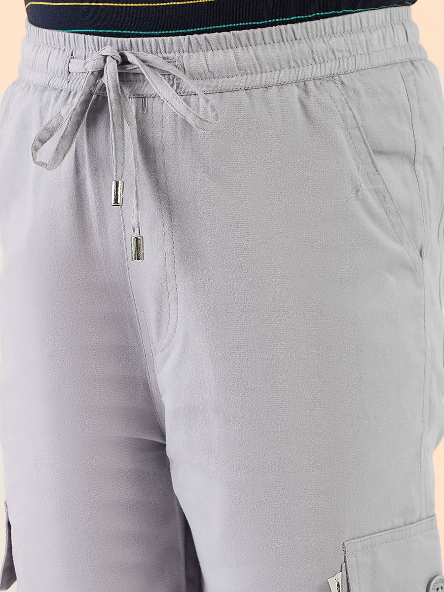 Boys Grey Cotton Cargo Pants