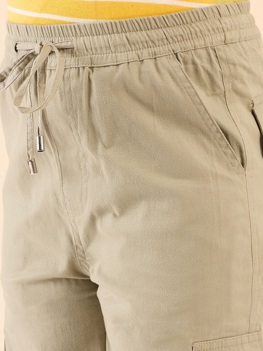 Boys Beige Cotton Cargo Pants
