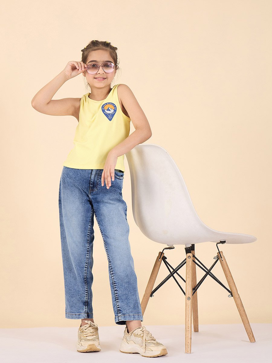 Girls Blue Denim Cargo Jeans