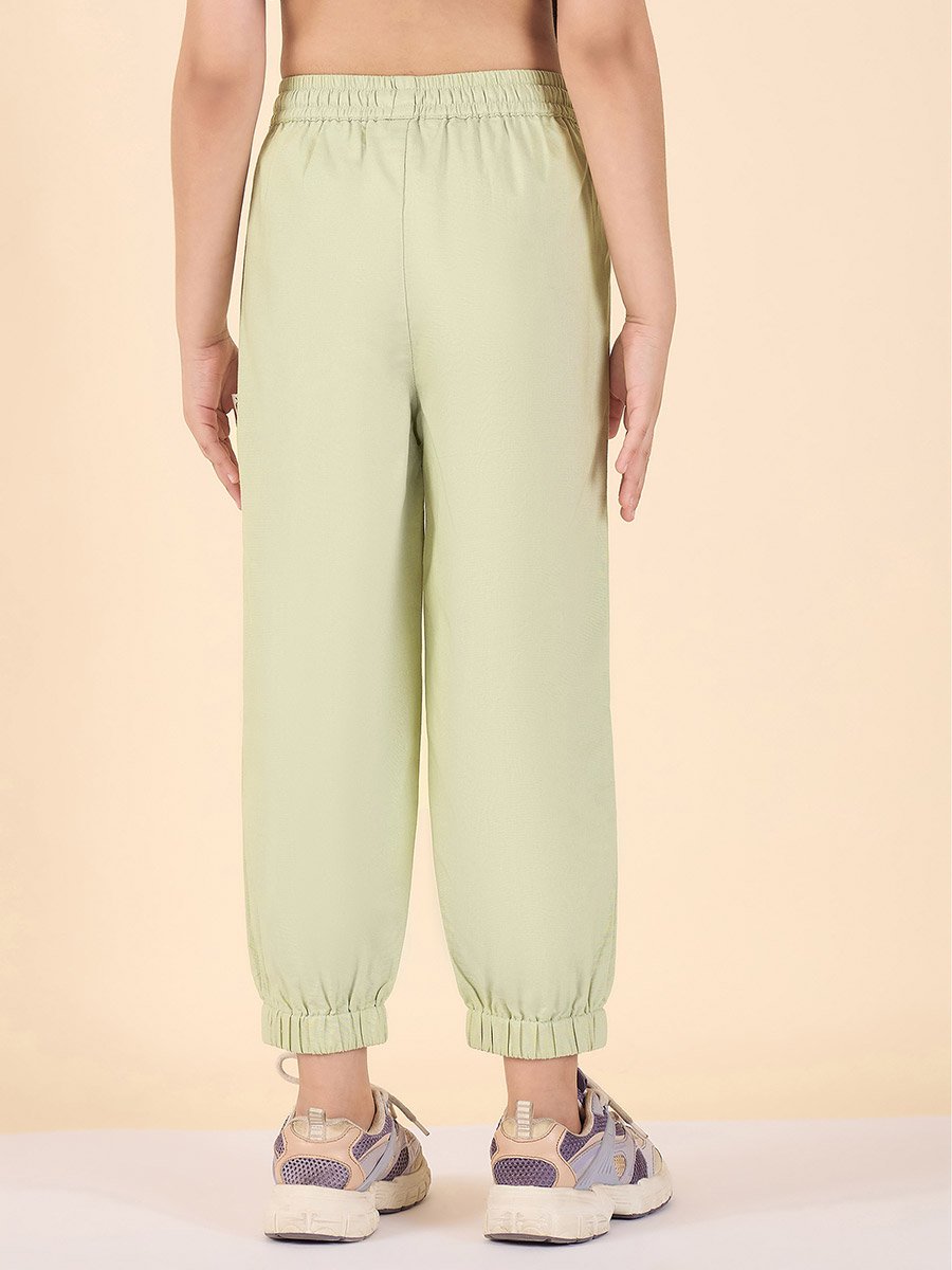 Girls Green Cotton Cargo Pants