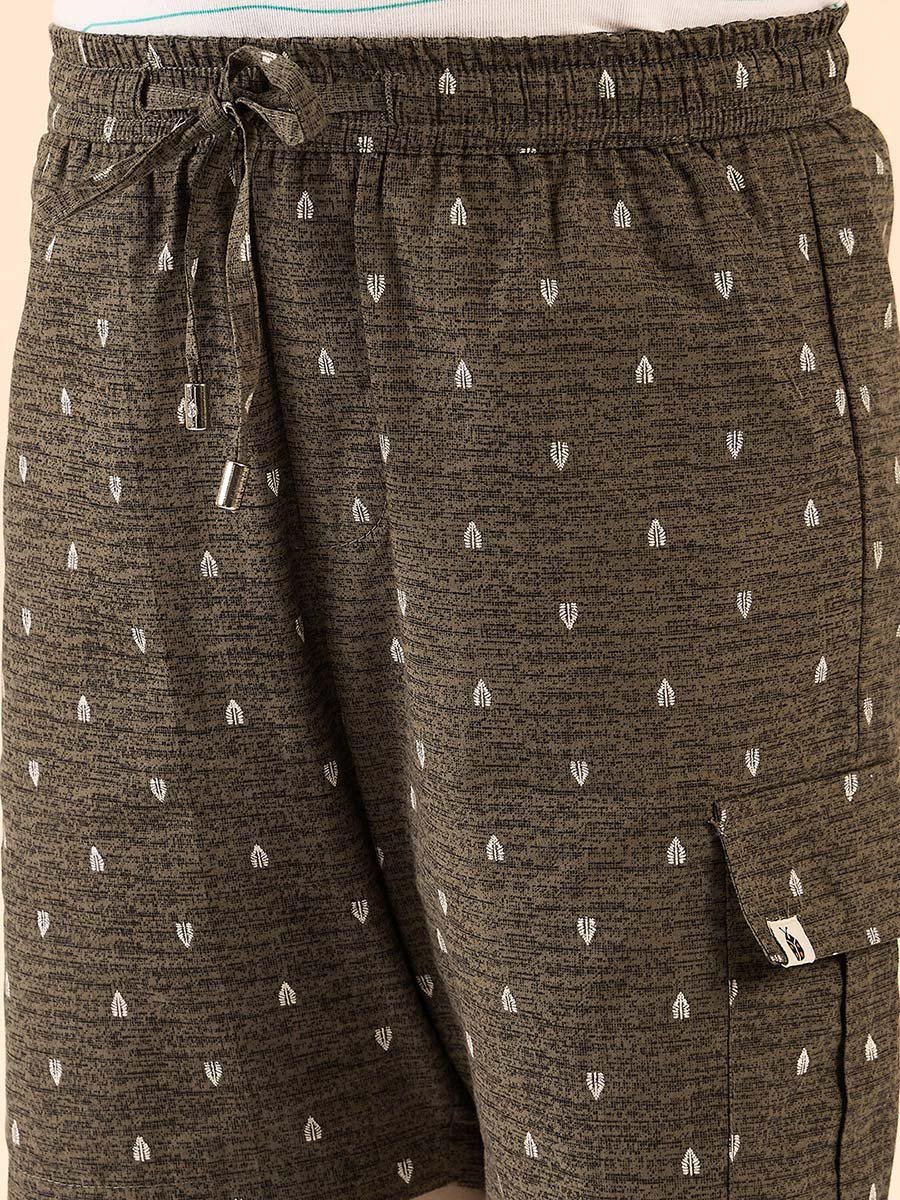 Boys Brown Cotton Abstract Print Shorts