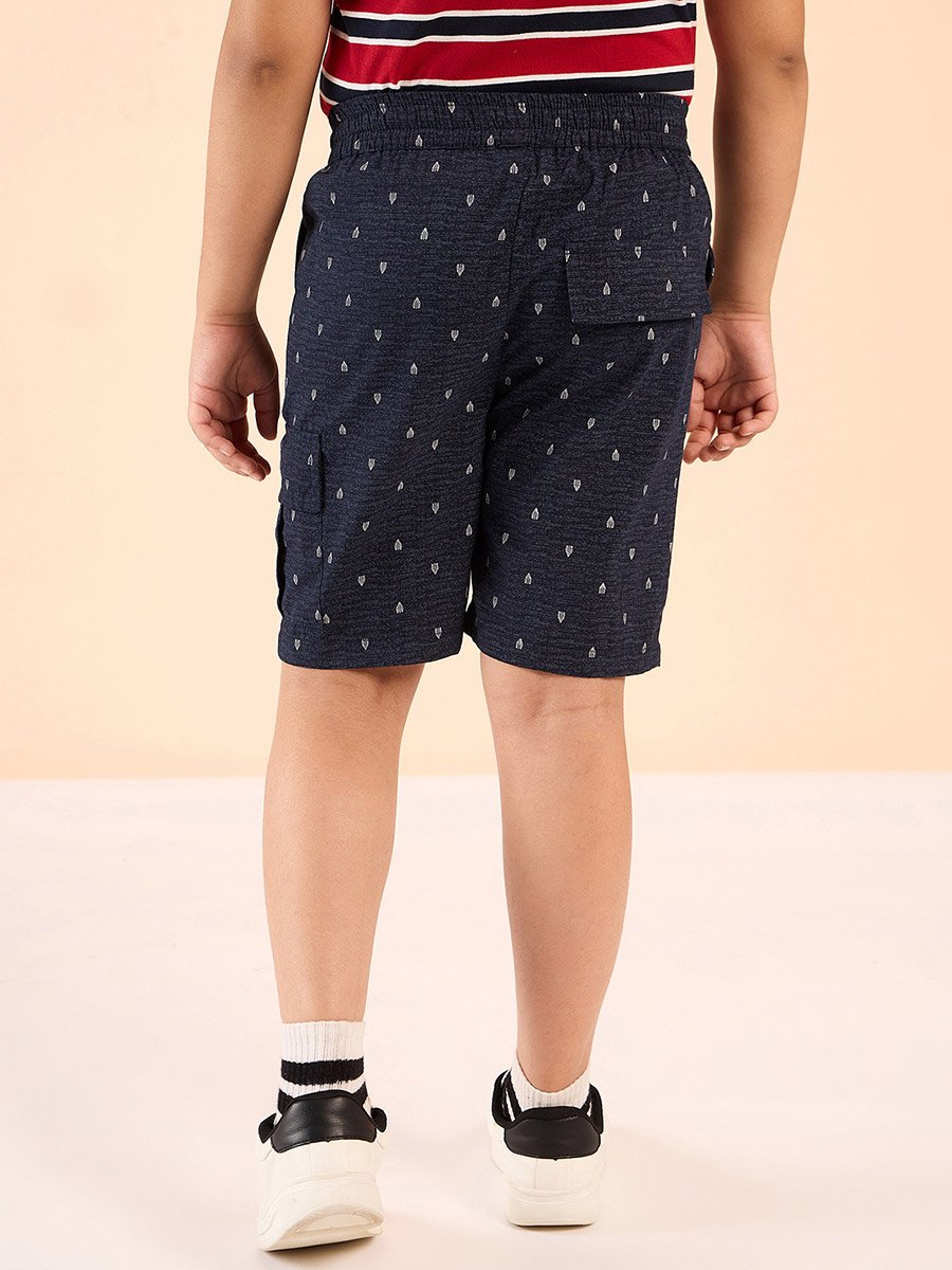 Boys Navy Abstract Print Cotton Shorts