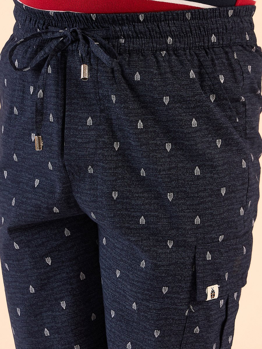 Boys Navy Abstract Print Cotton Shorts