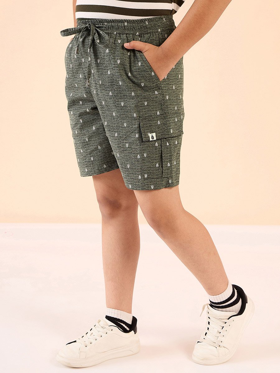 Boys Grey Cotton Abstract Print Shorts