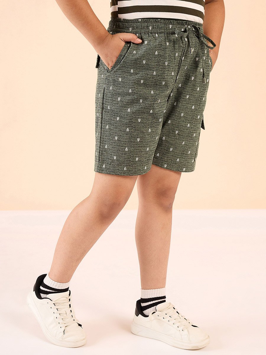 Boys Grey Cotton Abstract Print Shorts