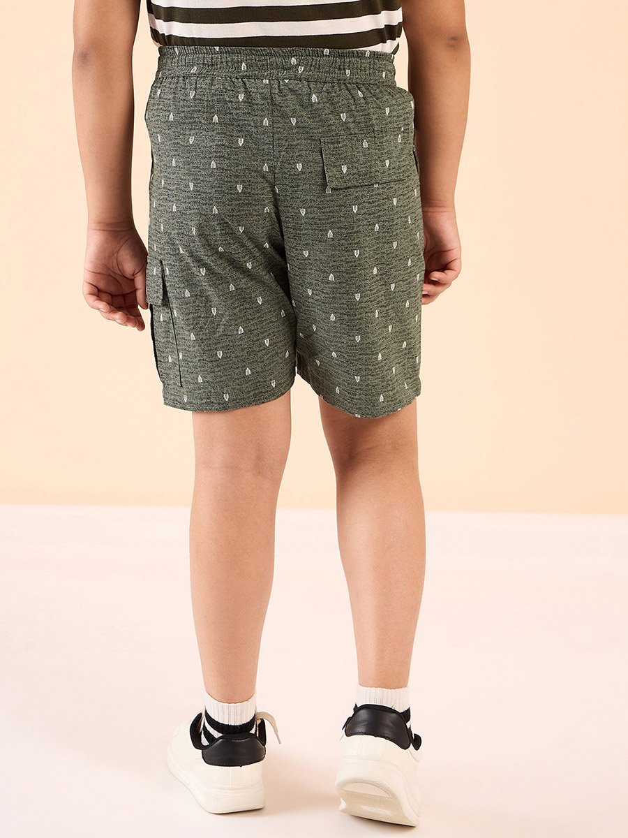 Boys Grey Cotton Abstract Print Shorts