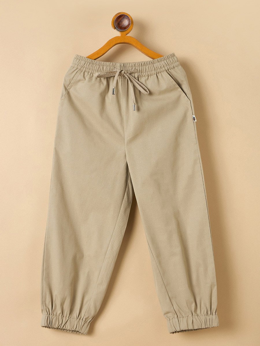 Kids Beige Cotton Cargo Pants