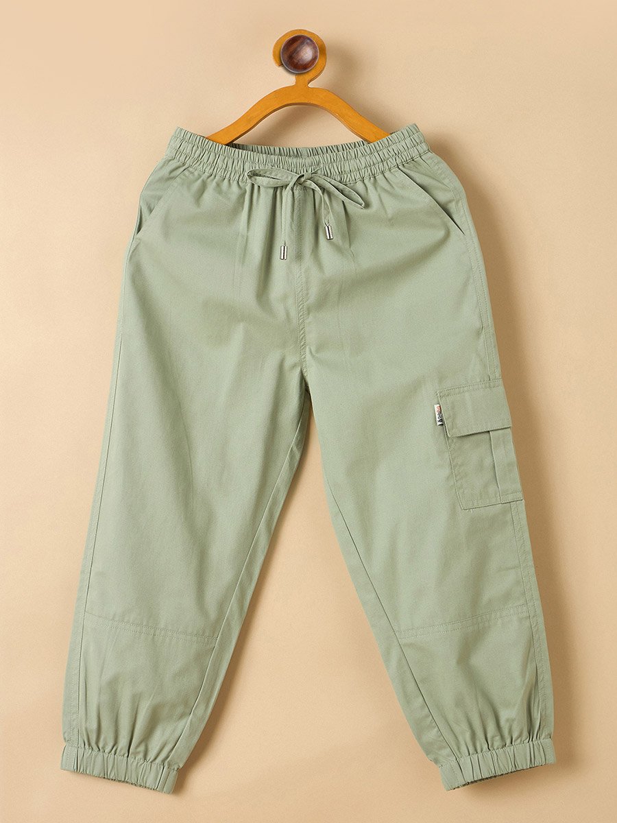 Kids Green Cotton Cargo Pants