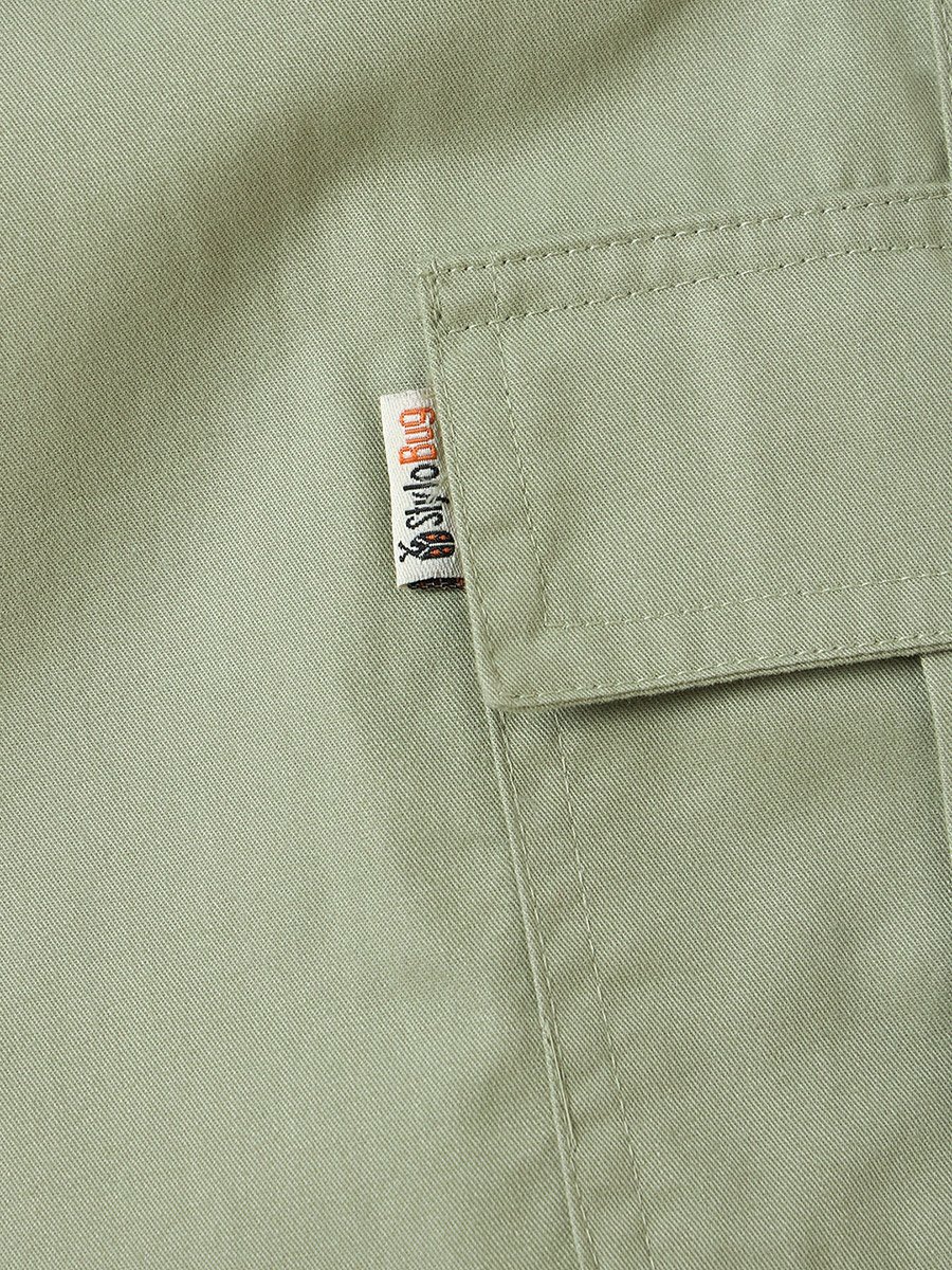 Kids Green Cotton Cargo Pants
